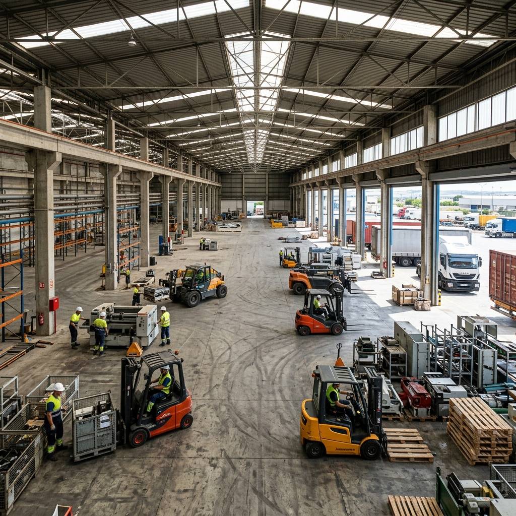 Nave industrial durante vaciado en Zaragoza