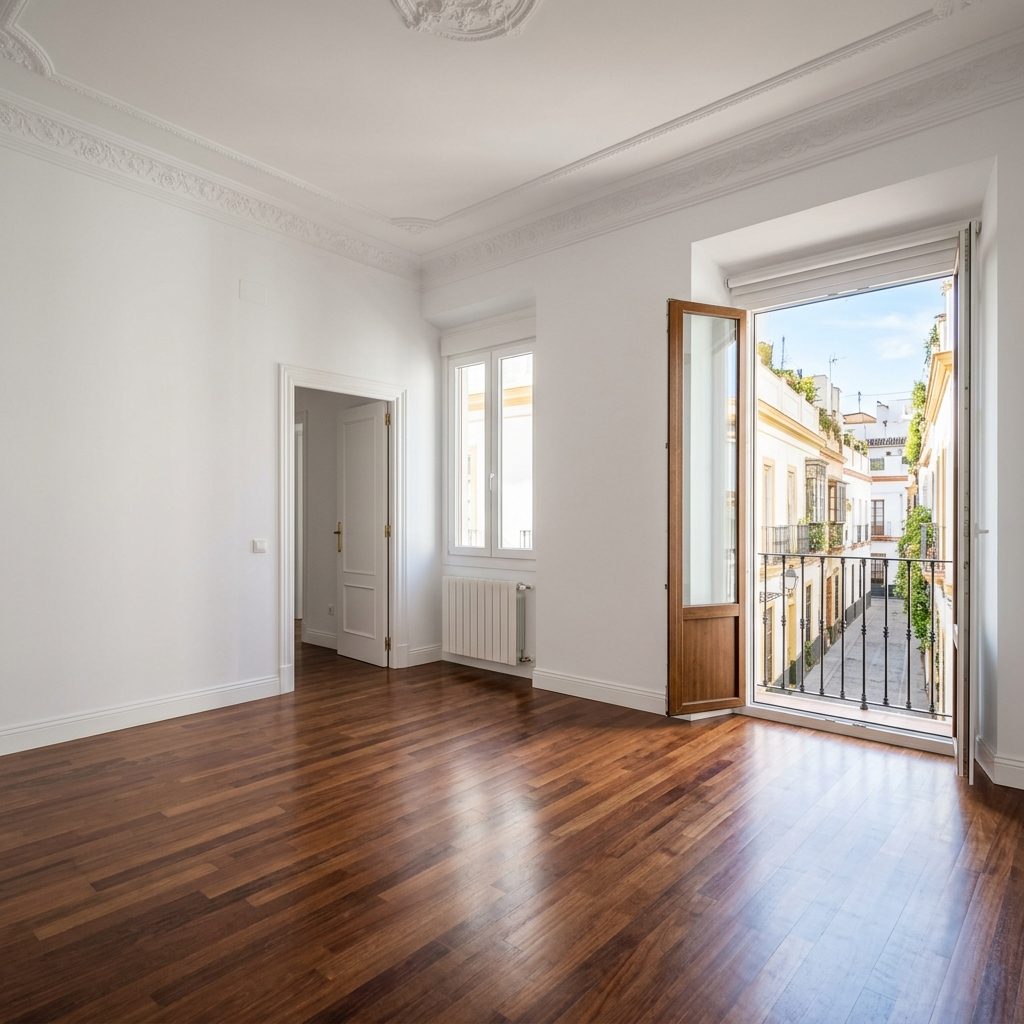 Piso vacío tras vaciado integral en Zaragoza
