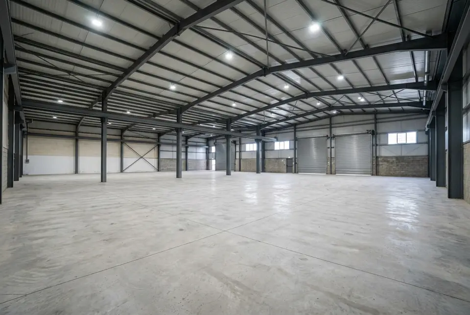 Nave industrial vacía y limpia tras el vaciado